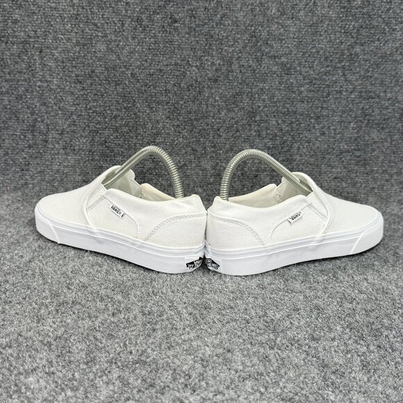 Vans Slip On Shoes Women's Size 7.5 White Canvas Athletic Retro Skate Sneakers - Picture 6 of 11
